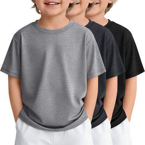3 Pack Toddler Boys Short Sleeve Shirts Basic Crew Neck Loose Fit Tees Summer Casual Soft Shirts in Saudi Arabia