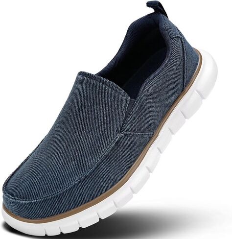 حذاء رجالي سهل الارتداء برباط كاجوال بدون كعب يسمح بمرور الهواء للسفر من القماش للرجال مريح ونعل ناعم وخفيف الوزن للمشي حذاء قارب قابل للغسل في الغسالة in Kuwait