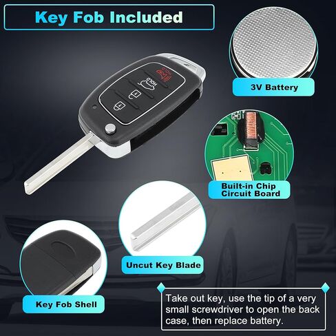 TQ8-RKE-4F25 Replacement Keyless Entry Remote Smart Key Fob for Hyundai Tucson 2016-2019 Key Fob Remote Control 95430-D3010 4 Buttons 433 MHz in Saudi Arabia