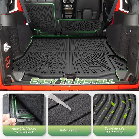 Cartist Floor Mats for Jeep Wrangler JK 4-Door 2007-2018, All Weather Cargo Liner for Wrangler Accessories, Heavy Duty TPE Cargo Mats, Car Accessories in Saudi Arabia