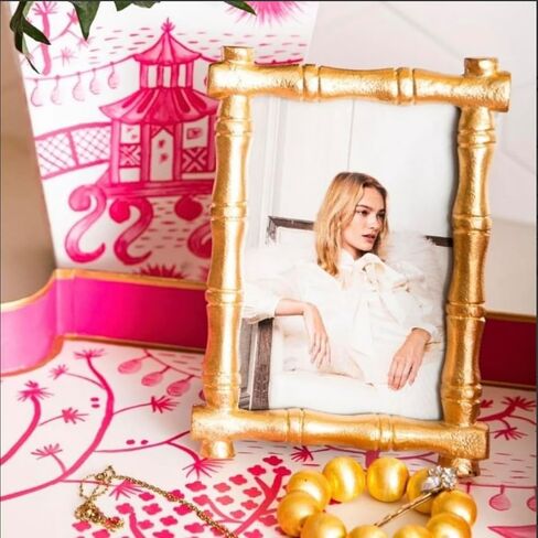 Jaye's Studio Cast Metal Decorative Photo & Picture Frame With Easel Stand, Glass Display, Handmade Bamboo Design, Tarnish Resistant Finish, Gracie Chloe Line, 3 Size Options (Gold, 5x7) in Saudi Arabia
