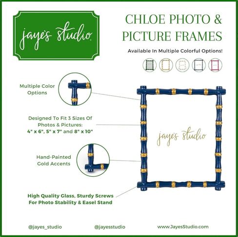 Jaye's Studio Cast Metal Decorative Photo & Picture Frame With Easel Stand, Glass Display, Handmade Bamboo Design, Tarnish Resistant Finish, Gracie Chloe Line, 3 Size Options (Gold, 5x7) in Saudi Arabia