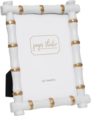 Jaye's Studio Cast Metal Decorative Photo & Picture Frame With Easel Stand, Glass Display, Handmade Bamboo Design, Tarnish Resistant Finish, Gracie Chloe Line, 3 Size Options (Gold, 5x7) in Saudi Arabia
