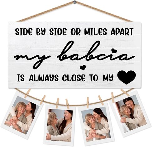 Babcia Picture Frame Photo Holder for Wall, Mother's Day Birthday Gifts for Grandma, Long Distance Gifts for Grandma Photo Hanging Display Picture Board for Wall Decor in Saudi Arabia