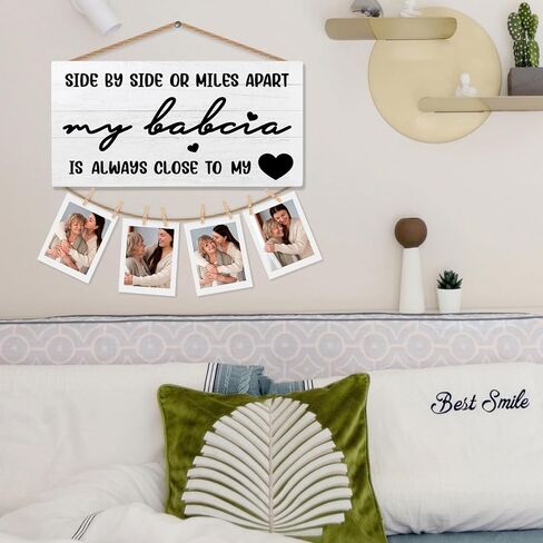 Babcia Picture Frame Photo Holder for Wall, Mother's Day Birthday Gifts for Grandma, Long Distance Gifts for Grandma Photo Hanging Display Picture Board for Wall Decor in Kuwait