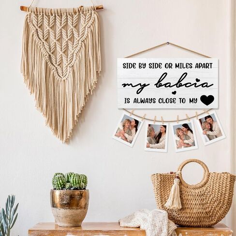 Babcia Picture Frame Photo Holder for Wall, Mother's Day Birthday Gifts for Grandma, Long Distance Gifts for Grandma Photo Hanging Display Picture Board for Wall Decor in Kuwait