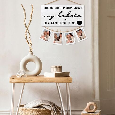 Babcia Picture Frame Photo Holder for Wall, Mother's Day Birthday Gifts for Grandma, Long Distance Gifts for Grandma Photo Hanging Display Picture Board for Wall Decor in Kuwait