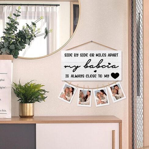 Babcia Picture Frame Photo Holder for Wall, Mother's Day Birthday Gifts for Grandma, Long Distance Gifts for Grandma Photo Hanging Display Picture Board for Wall Decor in Kuwait