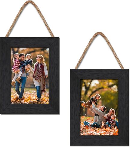 4x6 Wall Hanging Picture Frames Collage with 2 Frames Black in Kuwait