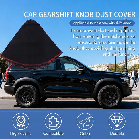 Black Car Shift Boot Cover Fabric Shifter Dust Protector Universal Decor Car Shift Knob Cover with Stitch Manual Automatic Gear Shift Knob Cover Protective Car Interior Accessories in Saudi Arabia