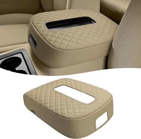 غطاء مسند ذراع وحدة التحكم المركزية لسيارة Chevy Silverado، Suburban، Tahoe، Avalanche & GMC Sierra، Yukon 2007 2008 2009 2010 2011 2012 2013 2014، غطاء غطاء مسند الذراع، بيج (يناسب وحدة التحكم في مقعد الدلو فقط) in Saudi Arabia