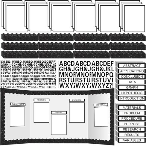 99Pcs Science Fair Board Supplies 60 Trim Scalloped Bulletin Board Borders 24 Presentation Board Subtitles 8 Science Fair Titles 7 Letter Stickers for Classroom Display Boards (Rainbow Style) in Kuwait