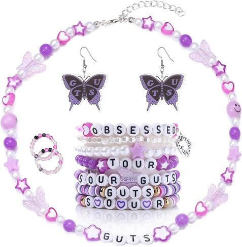 10PCS Singer Guts Eras Friendship Bracelets Rings Necklace Earrings Set for Fans Concert Accessories in Saudi Arabia