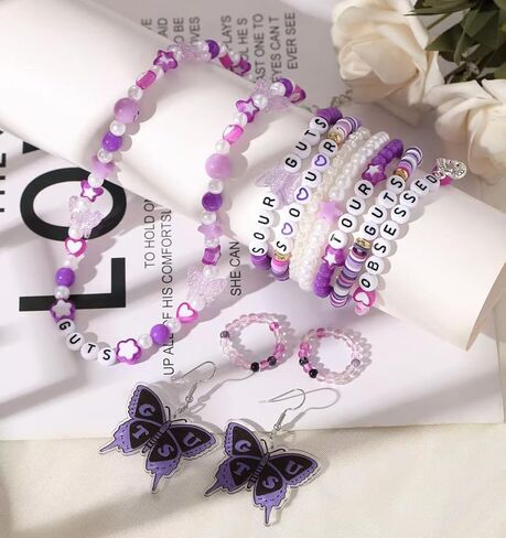 10PCS Singer Guts Eras Friendship Bracelets Rings Necklace Earrings Set for Fans Concert Accessories in Saudi Arabia