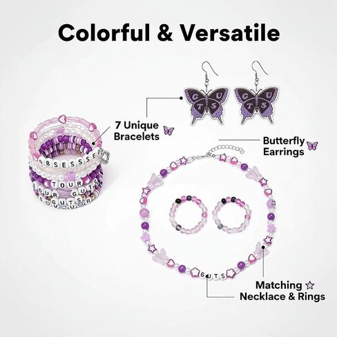 10PCS Singer Guts Eras Friendship Bracelets Rings Necklace Earrings Set for Fans Concert Accessories in Saudi Arabia