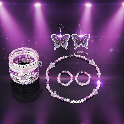 10PCS Singer Guts Eras Friendship Bracelets Rings Necklace Earrings Set for Fans Concert Accessories in Saudi Arabia