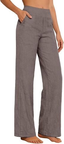 High Waist Linen Pants Womens 2026 Summer Cotton Comfortable Wide Leg Casual Pants Loose Lightweight Lounge Trousers in Saudi Arabia