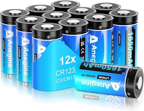 بطارية ليثيوم CR123A 3V 20 حزمة، بطاريات ليثيوم 1650 مللي أمبير 123A مع حماية PTC CR17345، CR17335، 123A، بطارية ليثيوم CR123 3V للمصباح اليدوي وما إلى ذلك. عمر افتراضي 10 سنوات (غير قابلة لإعادة الشحن) in Kuwait