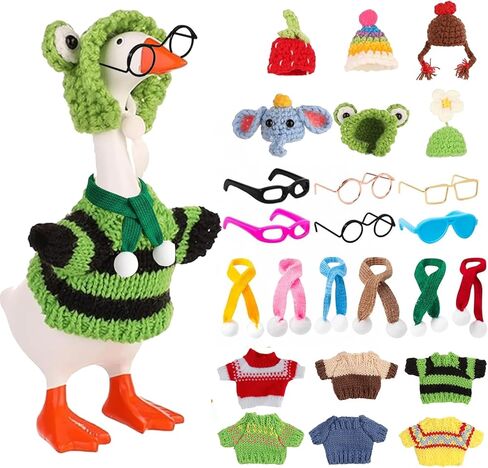 6 Sets 7 inches Desk Goose Outfits for Mini Goose Statue Knitted Sweater and Hat Costume Set for Party Supplies in Kuwait
