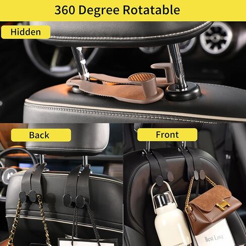 WEIHAO Purse Hook for Car Headrest, Silicone Car Seat Back Storage Hook, Twin Hooks Carbon Fiber Textured Car Headrest Hangers, Bag Holder for Sedan, Trucks, SUVs, Most Vehicles (Black-2PCS) in Kuwait