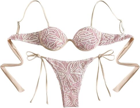 SHENHE المرأة سلسلة بيكيني مجموعة Underwire الكروشيه متماسكة الجانب التعادل ثونغ المايوه 2 قطعة ملابس السباحة in Saudi Arabia
