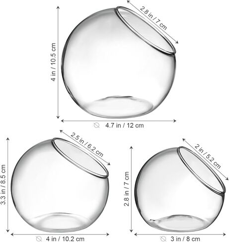balacoo 3 Pcs Glass Terrariums Bowl for Plants, Terrarium Jar for Air Plant Clear Globe Vase Glass Bowl for Home Desktop Decor in Kuwait