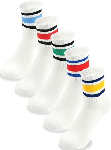 جوارب للأطفال مكونة من 5 قطع للأولاد من القطن الرياضي بدون خياطة لعمر 2-4، 4-6،6-8،8-10،10-12،12-14 سنة، ملونة in Kuwait