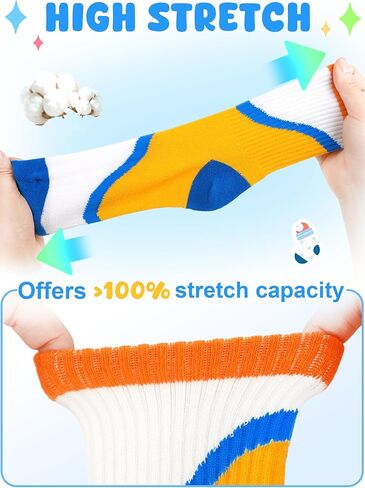 Kids Crew Socks 5 Pack For Boys Athletic Cotton Seamless Toe for 2-4, 4-6,6-8,8-10,10-12,12-14 Years Old Colorful in Saudi Arabia
