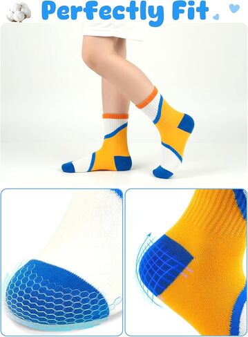 Kids Crew Socks 5 Pack For Boys Athletic Cotton Seamless Toe for 2-4, 4-6,6-8,8-10,10-12,12-14 Years Old Colorful in Saudi Arabia