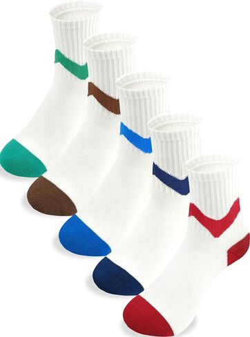 Kids Crew Socks 5 Pack For Boys Athletic Cotton Seamless Toe for 2-4, 4-6,6-8,8-10,10-12,12-14 Years Old Colorful in Saudi Arabia