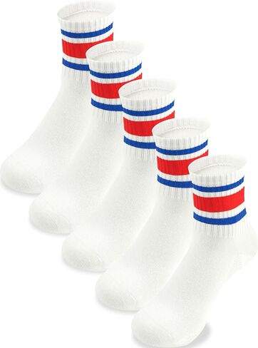 Kids Crew Socks 5 Pack For Boys Athletic Cotton Seamless Toe for 2-4, 4-6,6-8,8-10,10-12,12-14 Years Old Colorful in Saudi Arabia