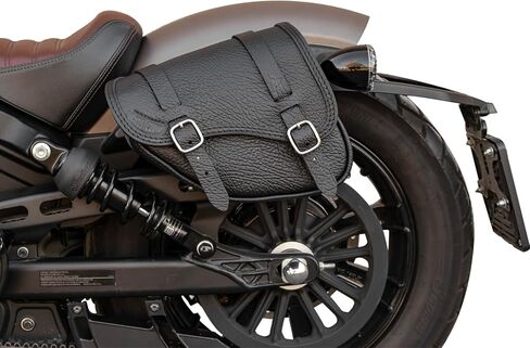Leather saddlebag with magnetic quick buckles compatible with 2018-2024 Indian Scout Bobber, 2020-2024 Scout Bobber Sixty, 2019-2024 Scout Bobber Twenty, 2022-2024 Scout Rogue (Wrinkled- LEFT SIDE) in Kuwait