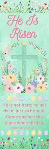 He is Risen Easter Bookmark – Pastel Watercolor Cross with Matthew 28:6 (NIV) | Christian Bible Verse Gift for Easter, Church, & Bible Study (25 Count) in Saudi Arabia