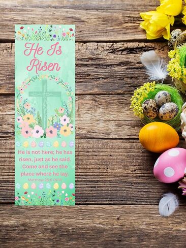 He is Risen Easter Bookmark – Pastel Watercolor Cross with Matthew 28:6 (NIV) | Christian Bible Verse Gift for Easter, Church, & Bible Study (25 Count) in Saudi Arabia