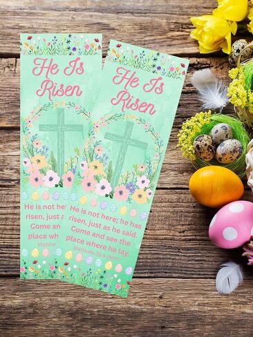 He is Risen Easter Bookmark – Pastel Watercolor Cross with Matthew 28:6 (NIV) | Christian Bible Verse Gift for Easter, Church, & Bible Study (25 Count) in Saudi Arabia