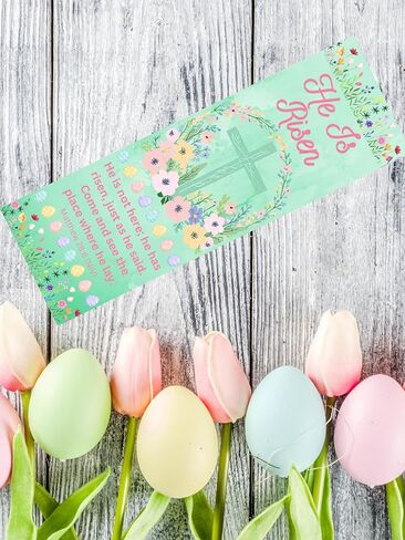 He is Risen Easter Bookmark – Pastel Watercolor Cross with Matthew 28:6 (NIV) | Christian Bible Verse Gift for Easter, Church, & Bible Study (25 Count) in Saudi Arabia