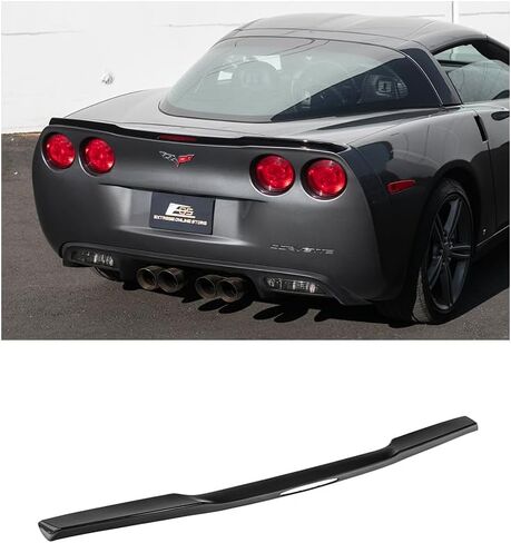 لسيارة شيفروليه كورفيت C6 2005-2013 جميع الموديلات | ZR1 نمط ABS البلاستيك الخلفي غطاء الجذع الجناح المفسد مع الأجهزة المدرجة (أسود غير لامع) in Saudi Arabia