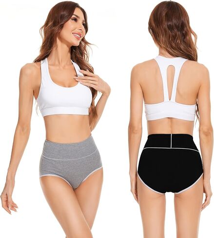 Womens Underwear Packs Cotton High Waisted Briefs Full Coverage Underwear Soft Strech Breathable 2 Pack in Kuwait