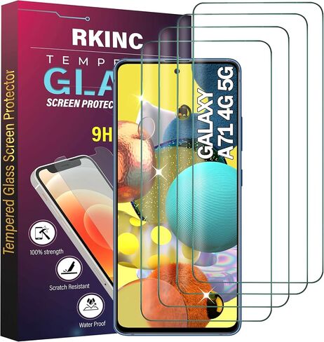 RKINC Screen Protector [3-Pack] for Samsung Galaxy A71 (4G/5G) / A72 (4G/5G) / A73 (5G), Tempered Glass Film Screen Protector, 0.33mm [LifetimeWarranty][Bubble-Free][Anti-Scratch][Anti-Shatter] in Saudi Arabia