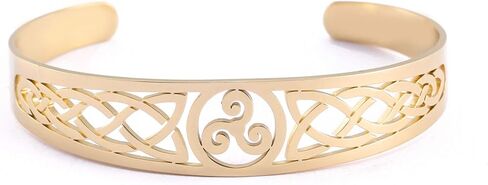 Fantasy Forge Jewelry Womens Mens Celtic Triskelion Bracelet Gold Stainless Steel Norse Triskele Cuff Bangle in Kuwait