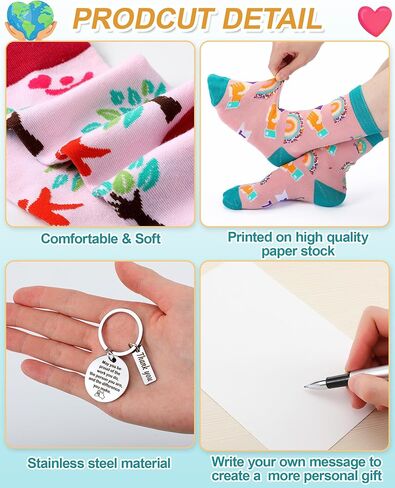 36 Pcs Social Worker Appreciation Gifts Sets Bulk Include Novelty Crew Socks Keychains with Thank You Cards for National Social Work Month Supplies in Saudi Arabia