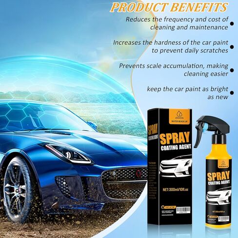 طقم رش طلاء نانو للسيارة 300 مل، طلاء سيراميك نانو كاره للماء، حماية الطلاء التلقائي، طلاء سيراميك للسيارات يشمل قطعة قماش من الألياف الدقيقة (1 قطعة * 300 مل + 1 * إسفنجة + 1 * قطعة قماش) in Kuwait