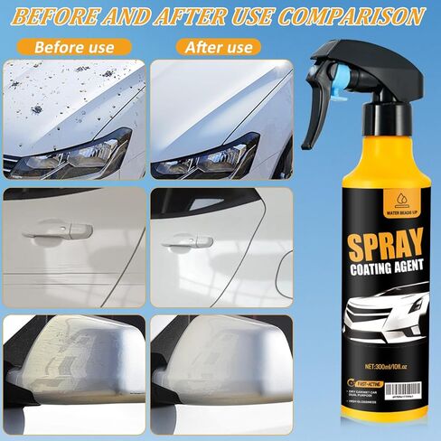 طقم رش طلاء نانو للسيارة 300 مل، طلاء سيراميك نانو كاره للماء، حماية الطلاء التلقائي، طلاء سيراميك للسيارات يشمل قطعة قماش من الألياف الدقيقة (1 قطعة * 300 مل + 1 * إسفنجة + 1 * قطعة قماش) in Kuwait
