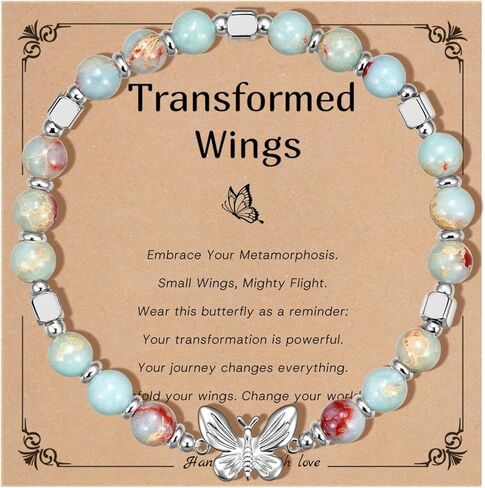 Natural Stone Stretch Bracelet for Women -Butterfly/Wave/Fish/Elephants Gift Friendship Bracelets, Mothers Day Birthday, Valentines Gifts, Retirement,Inspirational Gifts for Sister in Saudi Arabia
