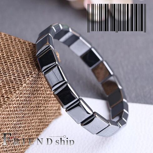 سوار Hemys Hematite، أساور مرنة قابلة للتعديل من الحجر الطبيعي، سوار من أحجار الهيماتيت الأسود، للرجال والنساء، مجوهرات معصم أنيقة، شكل مربع (قطعة واحدة) in Kuwait