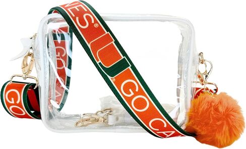 U Miami Clear Stadium Approved Crossbody Bag Set with Licensed (Go Canes) 1.5" Adjustable Strap – NCAA Game Day Purse for Women in Saudi Arabia
