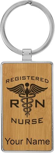 LaserGram Rectangle Keychain, RN Registered Nurse, Personalized Engraving Included (Metal Frame) in Kuwait