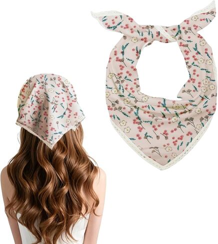 Floral Bandanas for Women Girls, Triangle Head Kerchief Womens Bandana Flower Hair Scarf for Beach Camping Wedding in Saudi Arabia