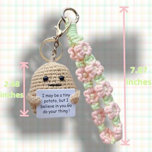 PAOTEEM Macrame Wristlet Keychain with Knitted Potato Doll – Adjustable Wrist Lanyard & Anti Theft Phone Strap for Women. in Saudi Arabia