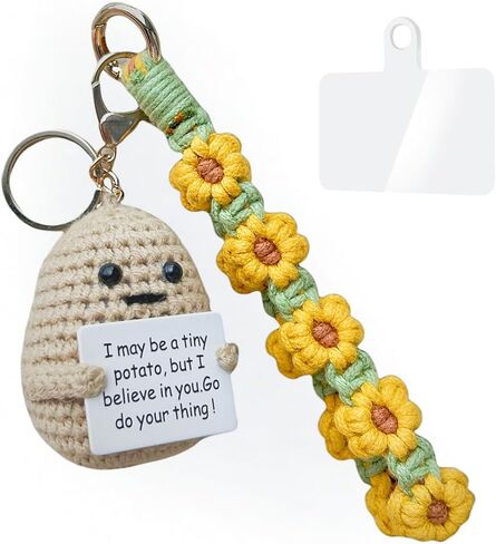 PAOTEEM Macrame Wristlet Keychain with Knitted Potato Doll – Adjustable Wrist Lanyard & Anti Theft Phone Strap for Women. in Saudi Arabia